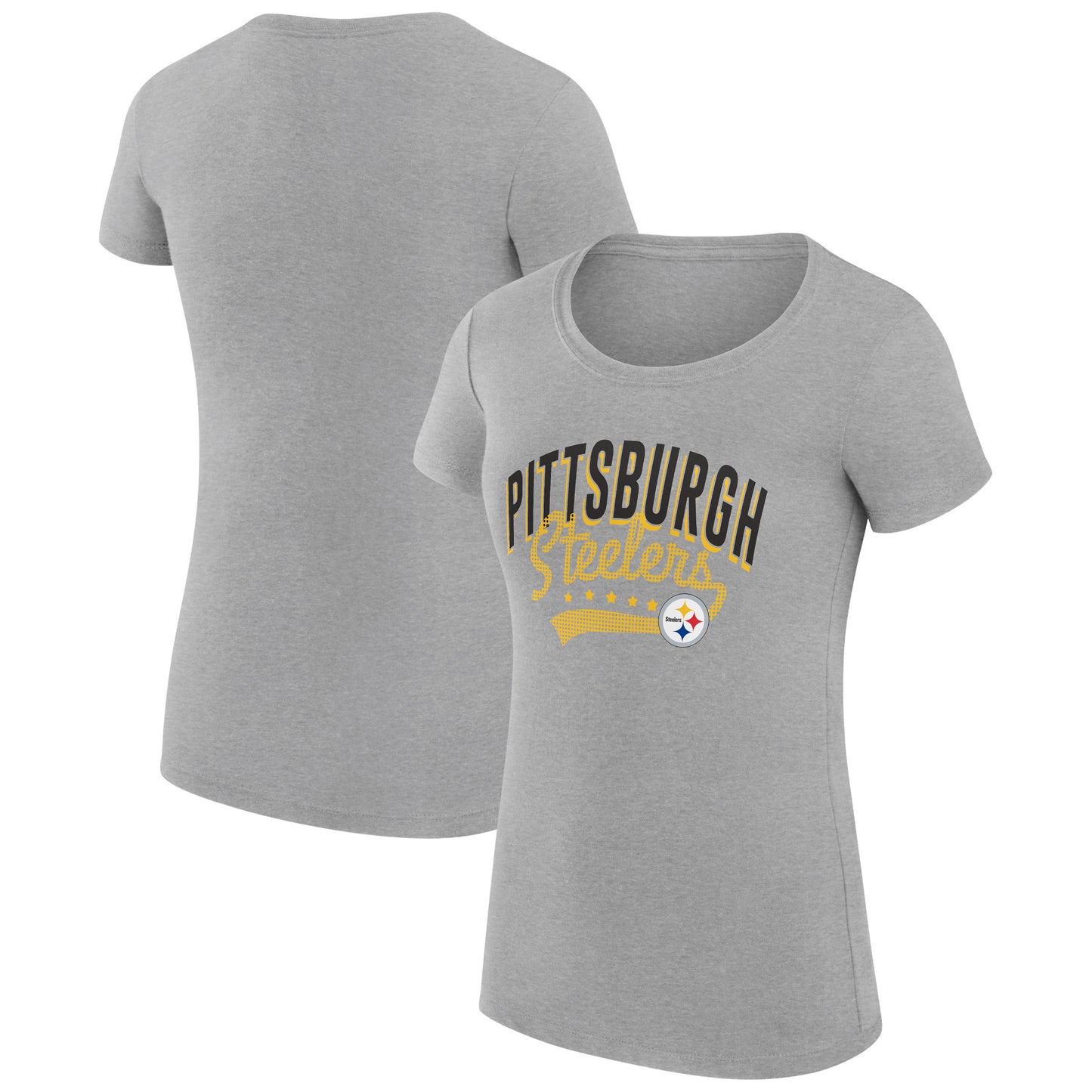 Women's G-III 4Her by Carl Banks Heather Gray Pittsburgh Steelers Filigree Logo Fitted T-Shirt