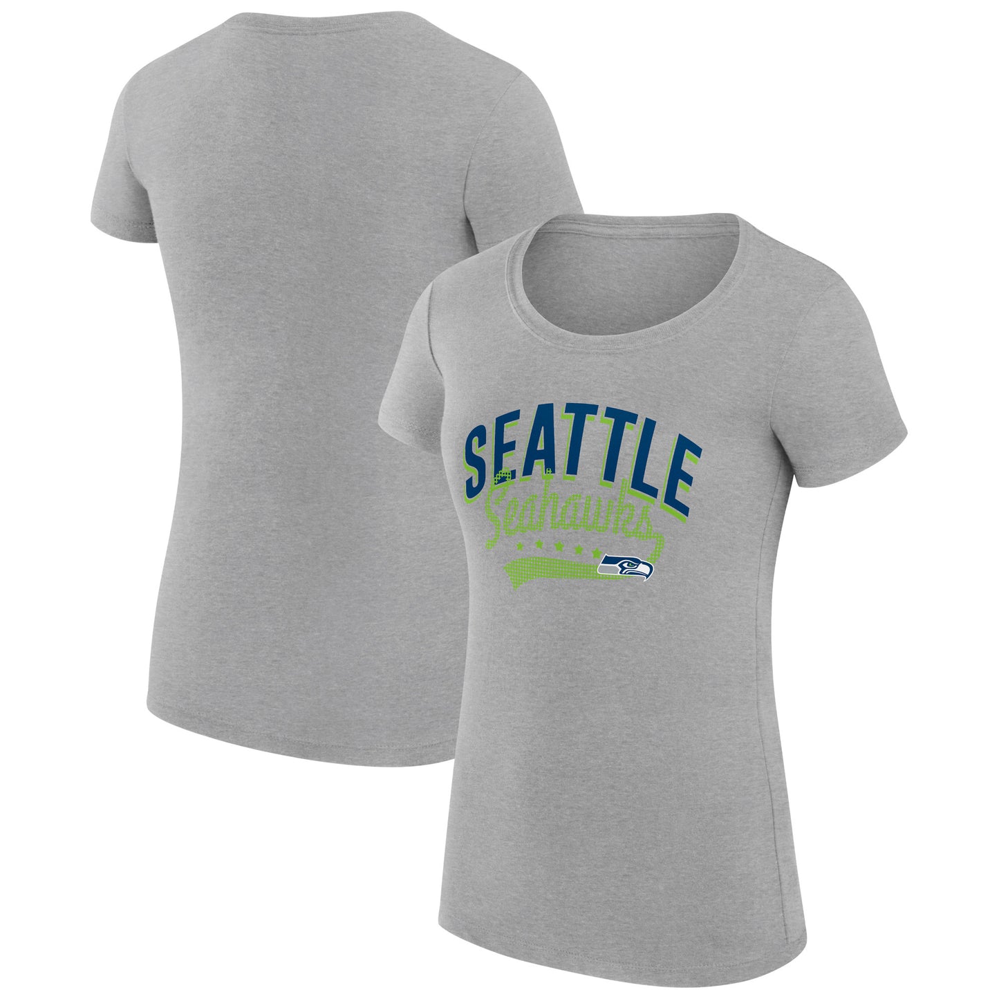 Women's G-III 4Her by Carl Banks Heather Gray Seattle Seahawks Filigree Logo Fitted T-Shirt