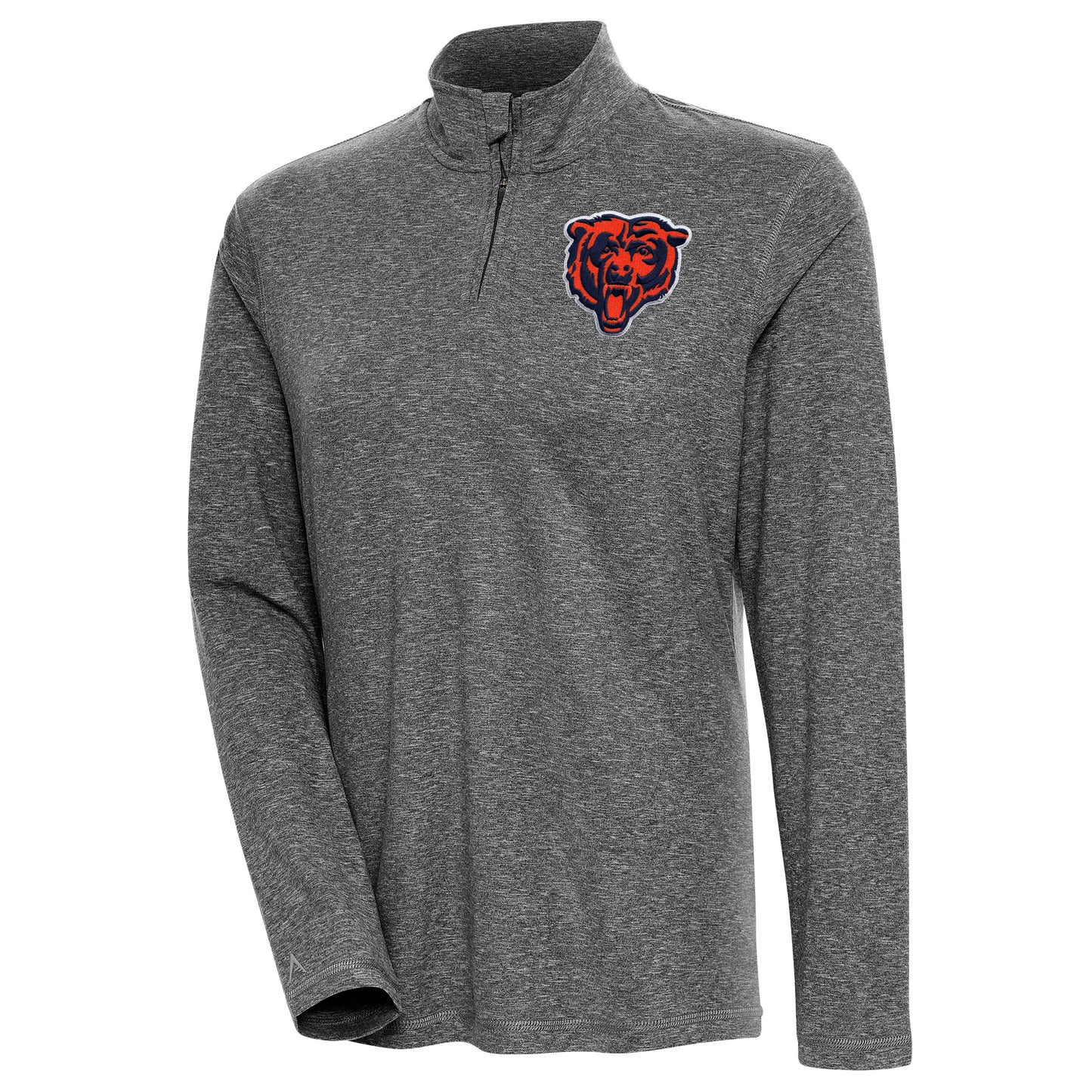 Women's Antigua Heather Black Chicago Bears Confront Quarter-Zip Pullover Top