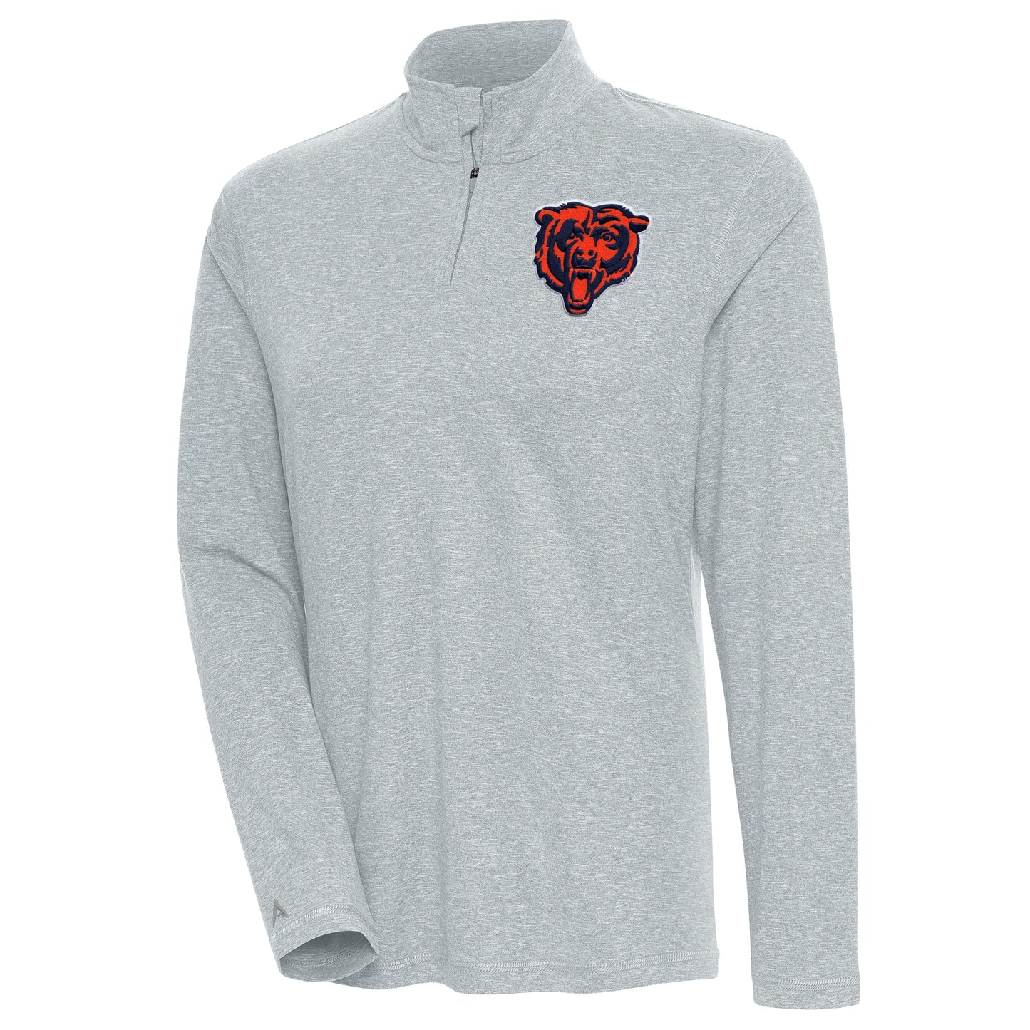 Women's Antigua Heather Gray Chicago Bears Confront Quarter-Zip Pullover Top