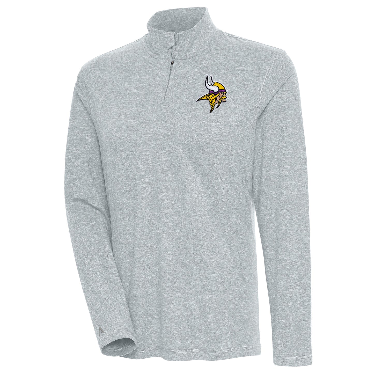 Women's Antigua Heather Gray Minnesota Vikings Confront Quarter-Zip Pullover Top