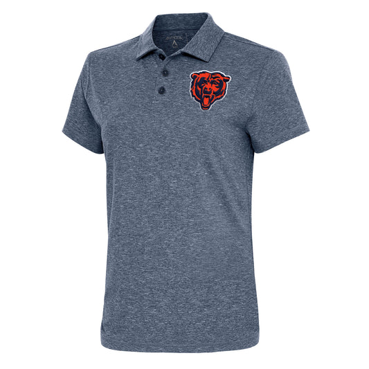Women's Antigua Heather Navy Chicago Bears Motivated Polo