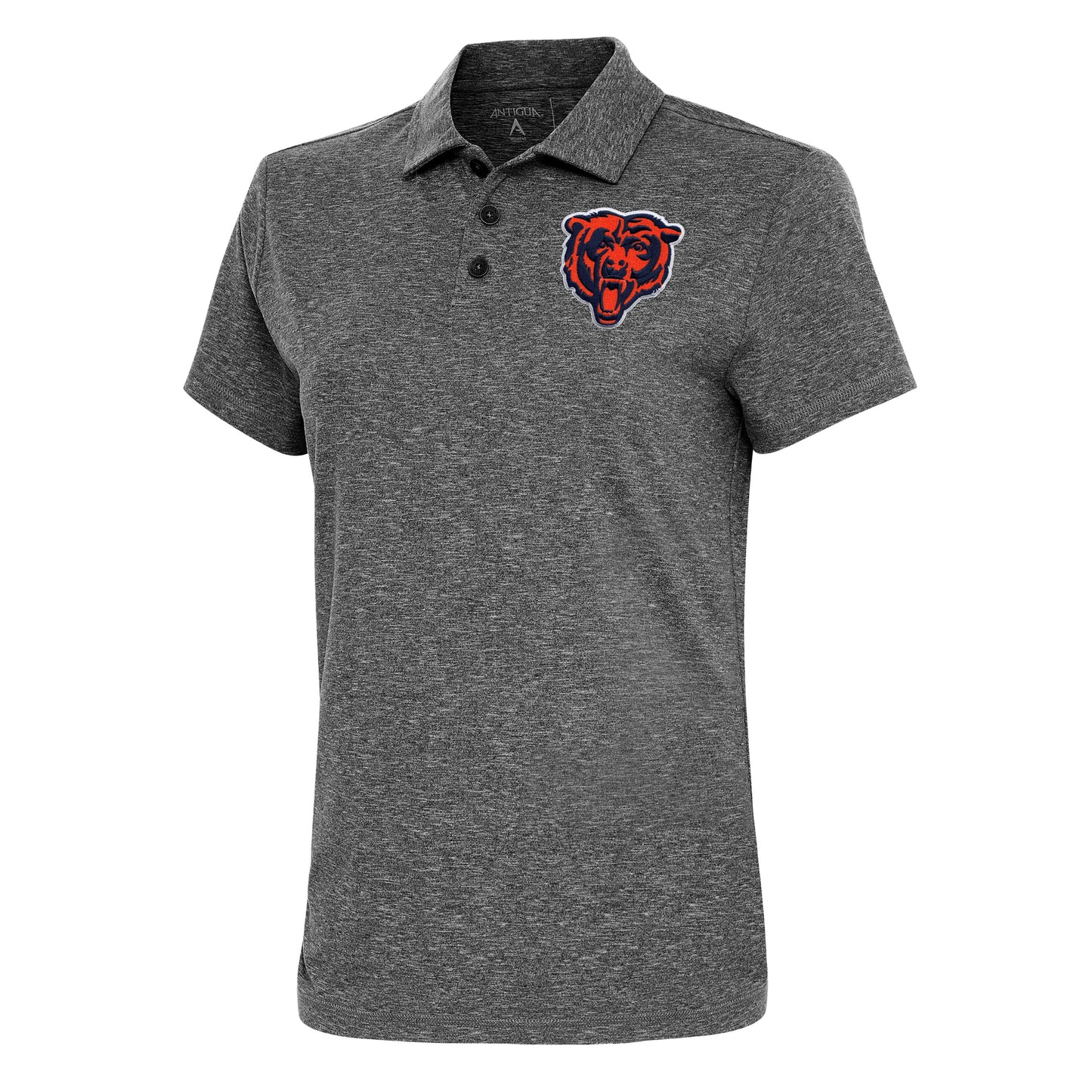 Women's Antigua Heather Black Chicago Bears Motivated Polo