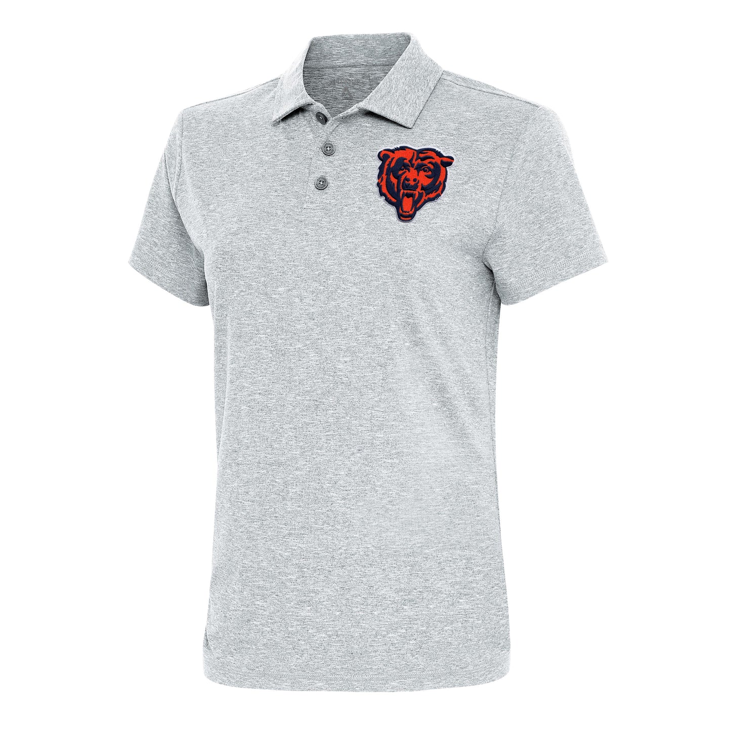 Women's Antigua Heather Gray Chicago Bears Motivated Polo