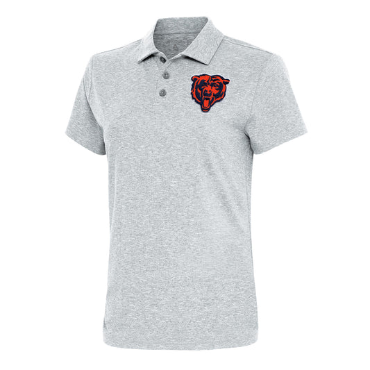 Women's Antigua Heather Gray Chicago Bears Motivated Polo