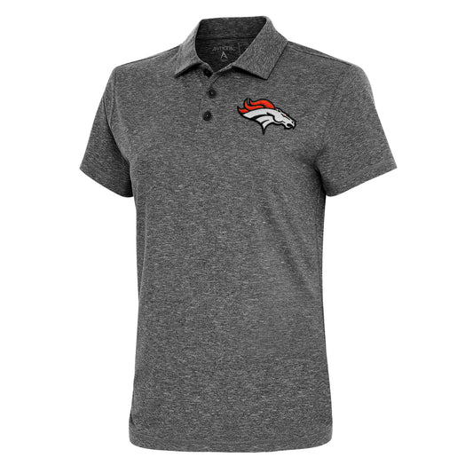 Women's Antigua Heather Black Denver Broncos Motivated Polo