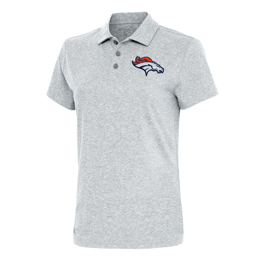 Women's Antigua Heather Gray Denver Broncos Motivated Polo