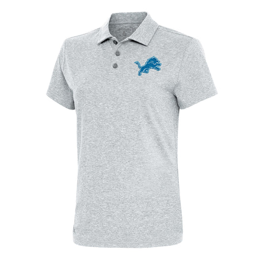 Women's Antigua Heather Gray Detroit Lions Motivated Polo