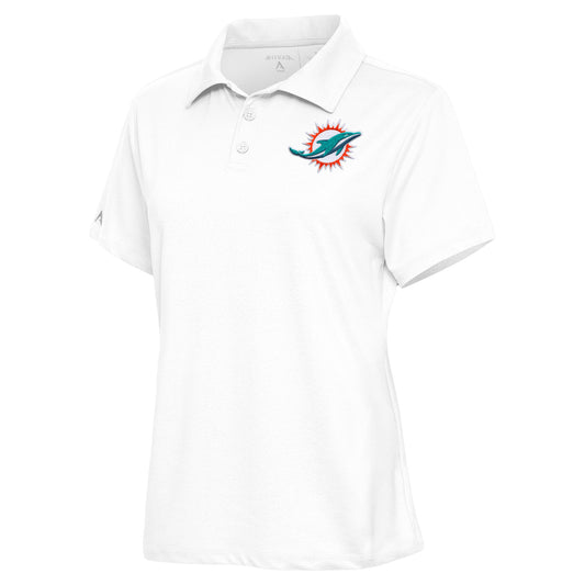 Women's Antigua White Miami Dolphins Motivated Polo