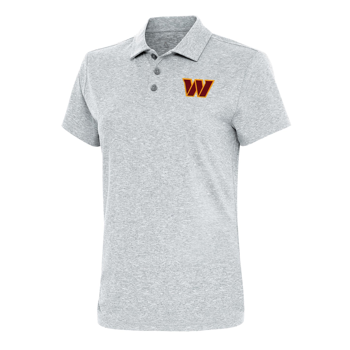 Women's Antigua Heather Gray Washington Commanders Motivated Polo