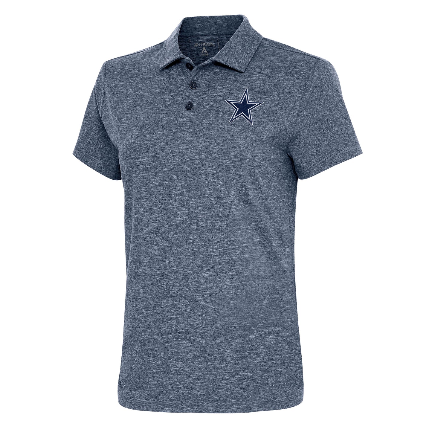 Women's Antigua Heather Navy Dallas Cowboys Motivated Polo