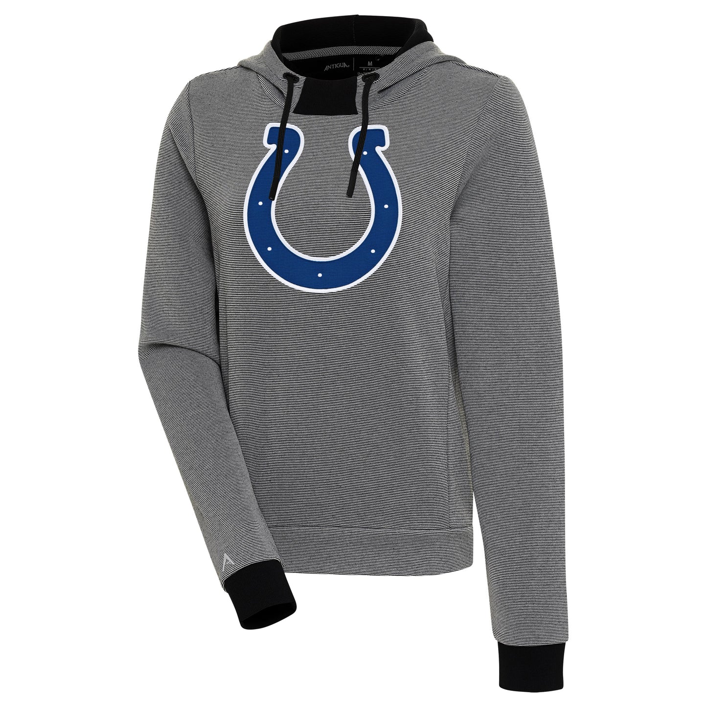 Women's Antigua Black Indianapolis Colts Axe Bunker Tri-Blend Pullover Hoodie