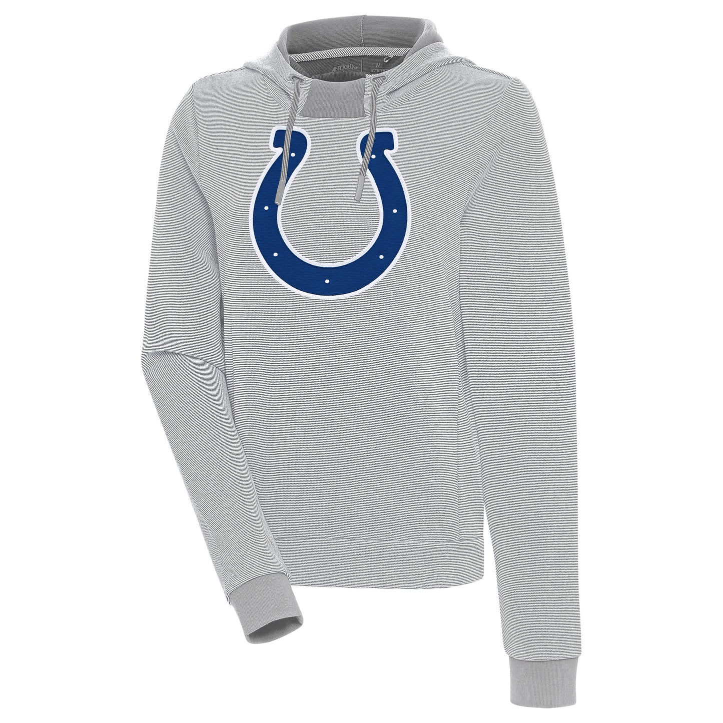 Women's Antigua Gray Indianapolis Colts Axe Bunker Tri-Blend Pullover Hoodie