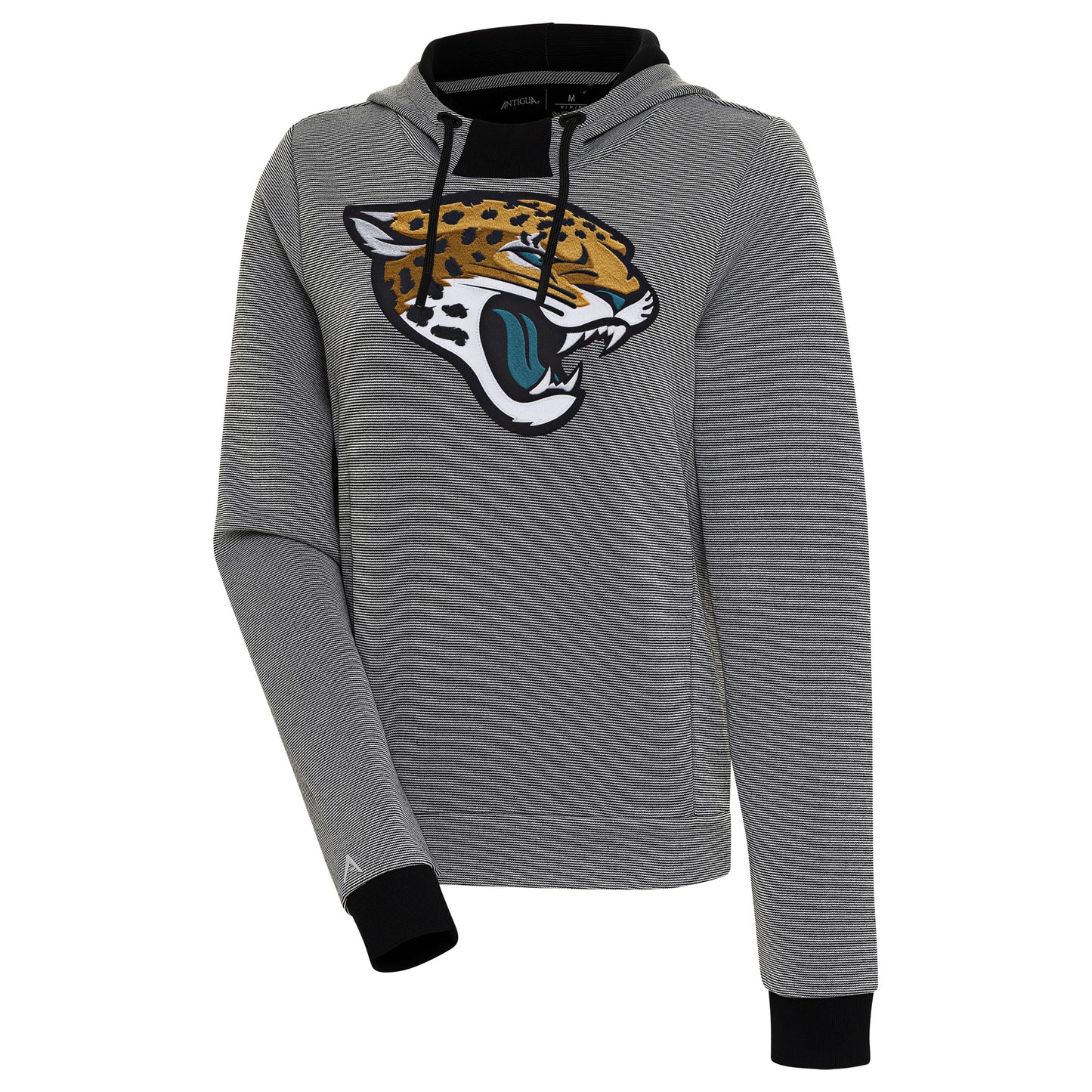 Women's Antigua Black Jacksonville Jaguars Axe Bunker Tri-Blend Pullover Hoodie