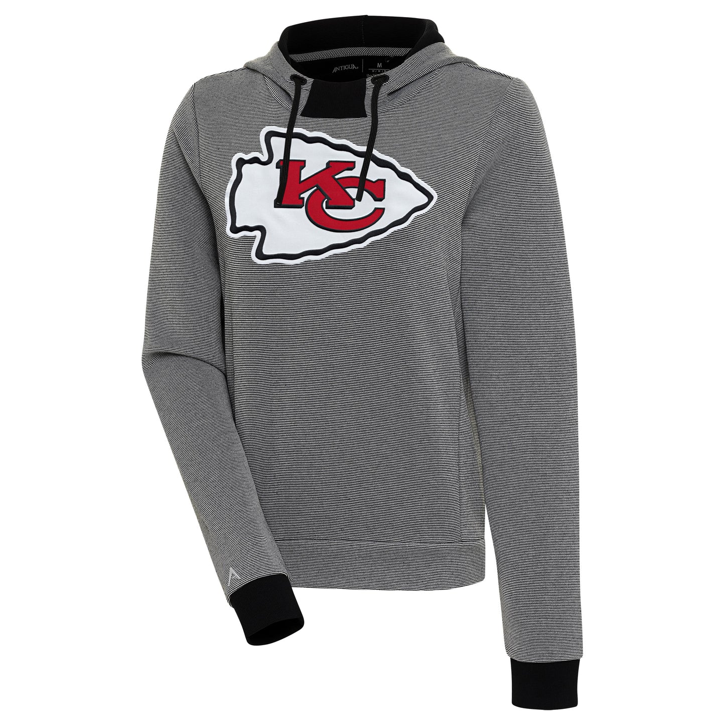 Women's Antigua Black Kansas City Chiefs Axe Bunker Tri-Blend Pullover Hoodie