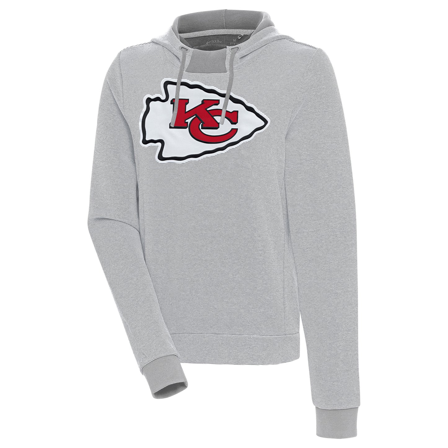 Women's Antigua Gray Kansas City Chiefs Axe Bunker Tri-Blend Pullover Hoodie