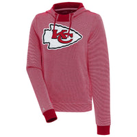 Women's Antigua Red Kansas City Chiefs Axe Bunker Tri-Blend Pullover Hoodie