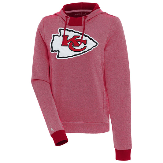 Women's Antigua Red Kansas City Chiefs Axe Bunker Tri-Blend Pullover Hoodie