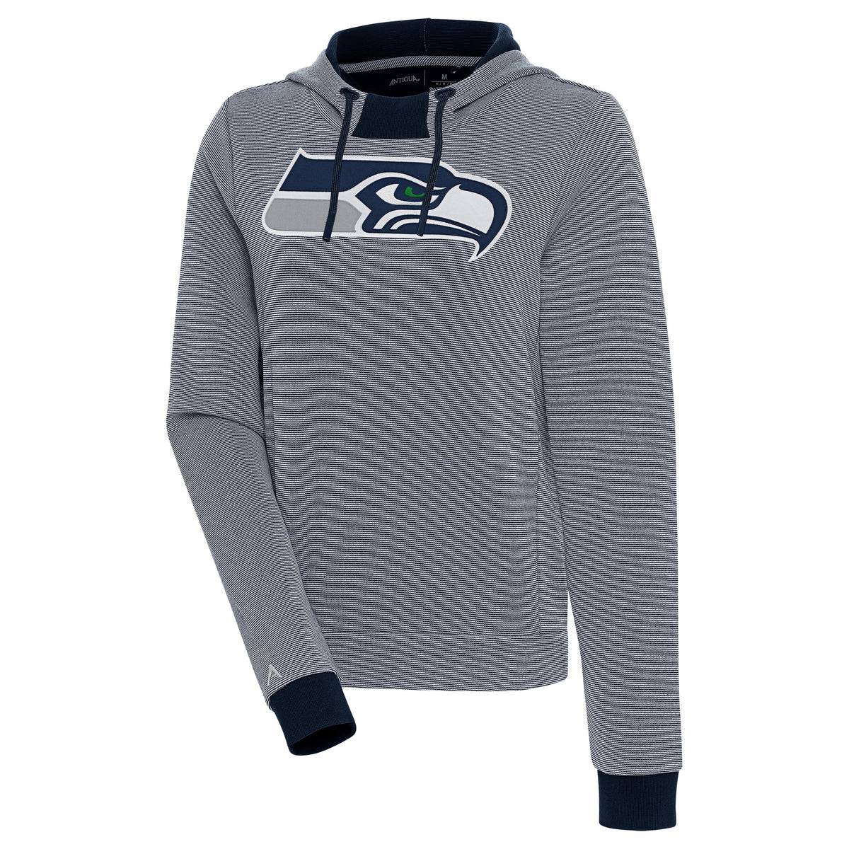 Women's Antigua College Navy Seattle Seahawks Axe Bunker Tri-Blend Pullover Hoodie