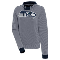 Women's Antigua College Navy Seattle Seahawks Axe Bunker Tri-Blend Pullover Hoodie