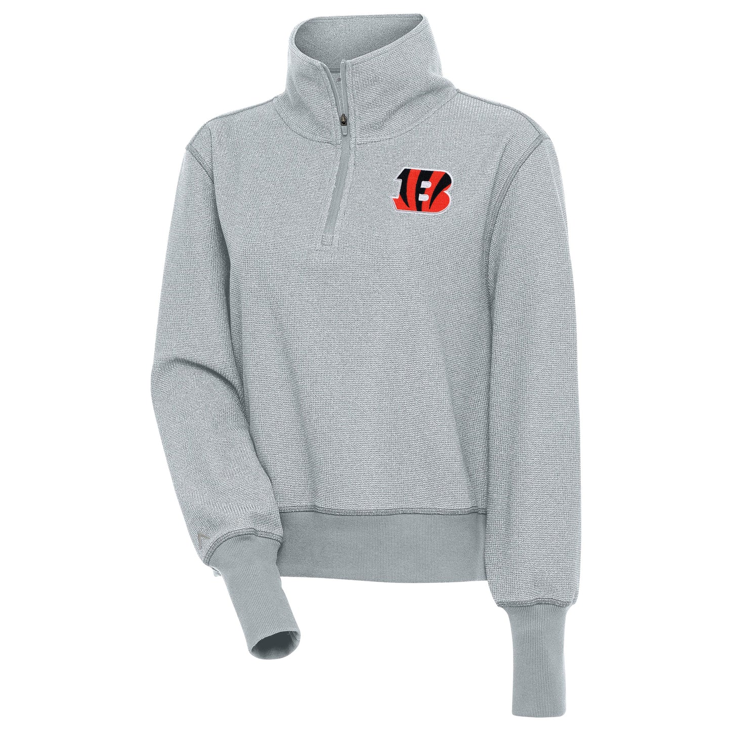 Women's Antigua Heather Gray Cincinnati Bengals Upgrade Half-Zip Pullover Top