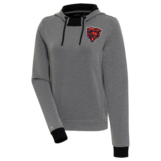 Women's Antigua Black Chicago Bears Axe Bunker Tri-Blend Pullover Hoodie