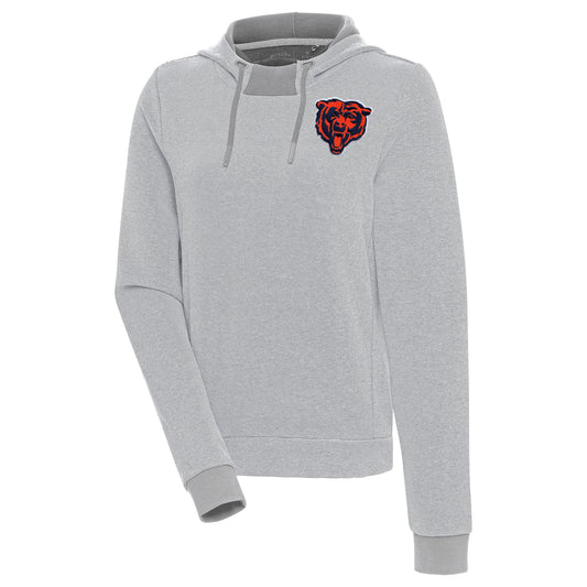 Women's Antigua Gray Chicago Bears Axe Bunker Tri-Blend Pullover Hoodie