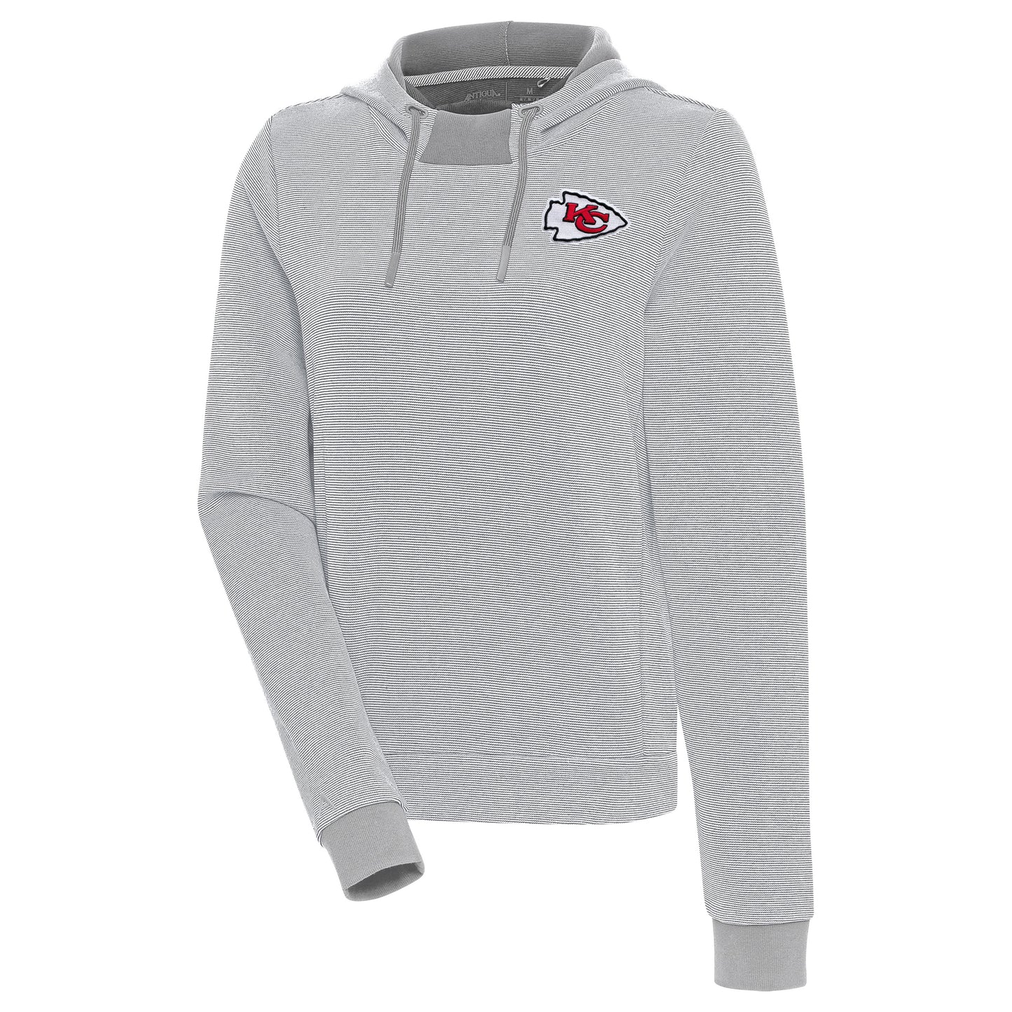 Women's Antigua Gray Kansas City Chiefs Axe Bunker Tri-Blend Pullover Hoodie