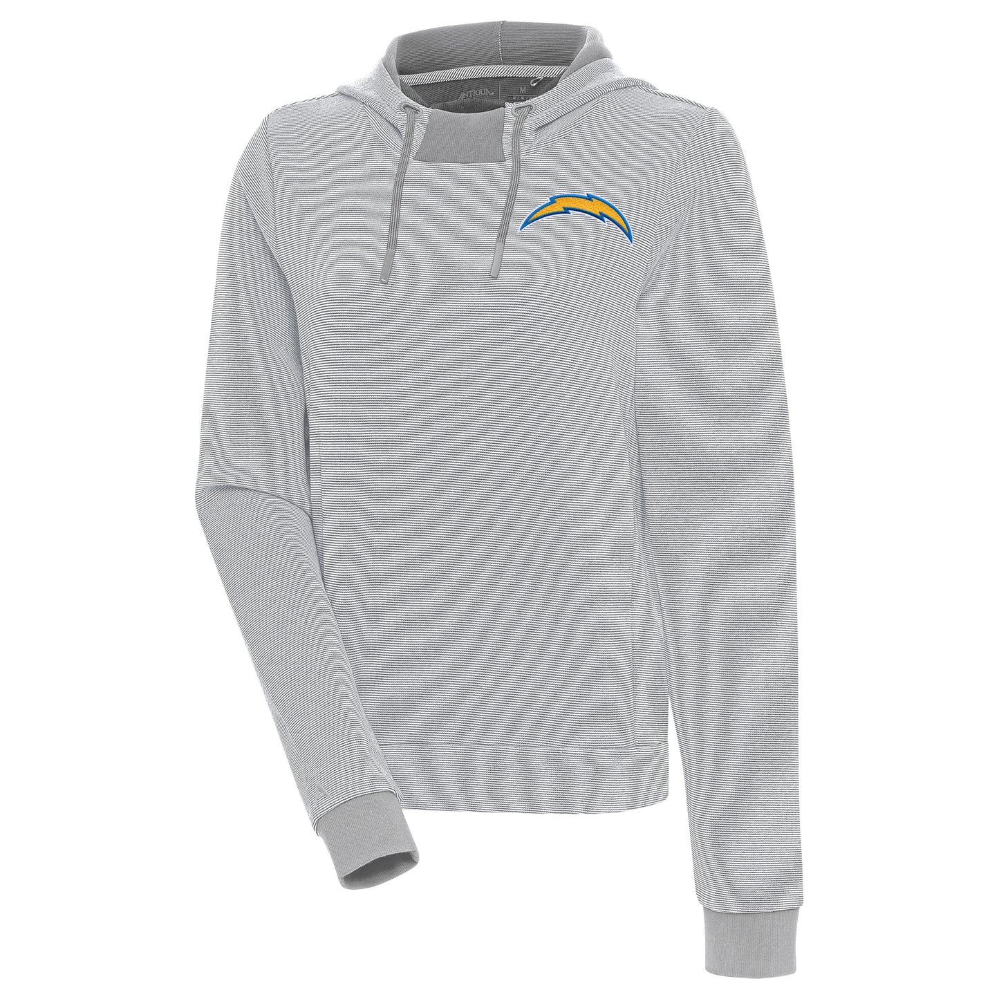 Women's Antigua Gray Los Angeles Chargers Axe Bunker Tri-Blend Pullover Hoodie