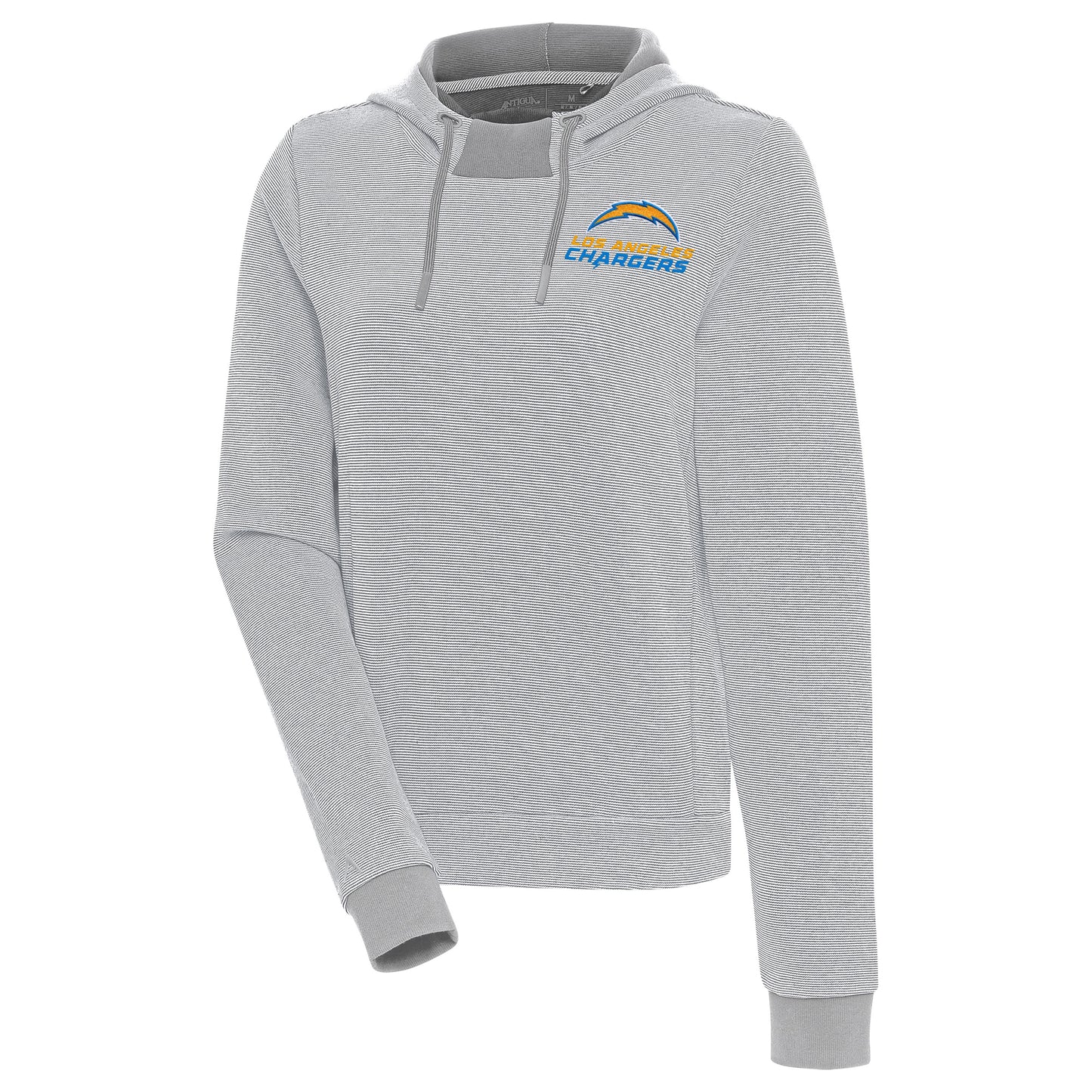 Women's Antigua Gray Los Angeles Chargers Axe Bunker Tri-Blend Pullover Hoodie