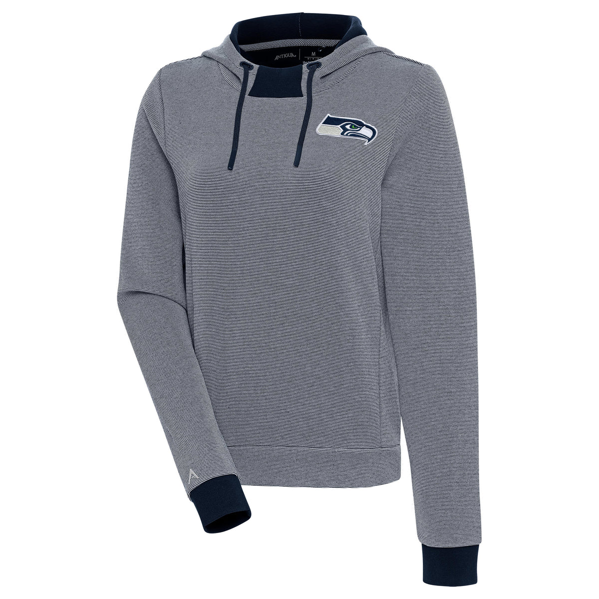 Women's Antigua College Navy Seattle Seahawks Axe Bunker Tri-Blend Pullover Hoodie