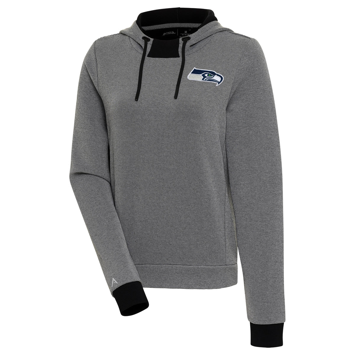 Women's Antigua Black Seattle Seahawks Axe Bunker Tri-Blend Pullover Hoodie