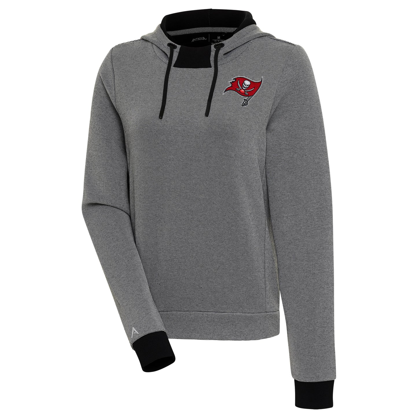 Women's Antigua Black Tampa Bay Buccaneers Axe Bunker Tri-Blend Pullover Hoodie