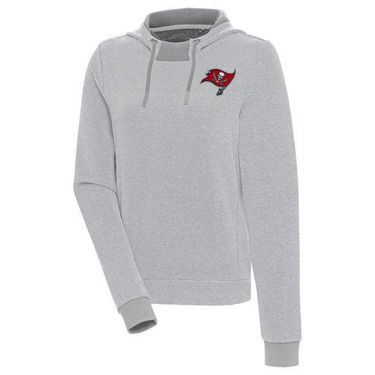 Women's Antigua Gray Tampa Bay Buccaneers Axe Bunker Tri-Blend Pullover Hoodie