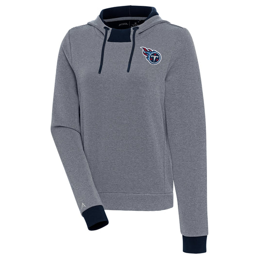 Women's Antigua Navy Tennessee Titans Axe Bunker Tri-Blend Pullover Hoodie