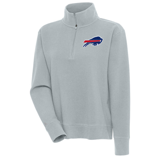 Women's Antigua Gray Buffalo Bills Portal Quarter-Zip Pullover Top