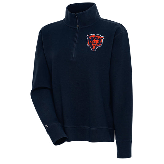 Women's Antigua Navy Chicago Bears Portal Quarter-Zip Pullover Top