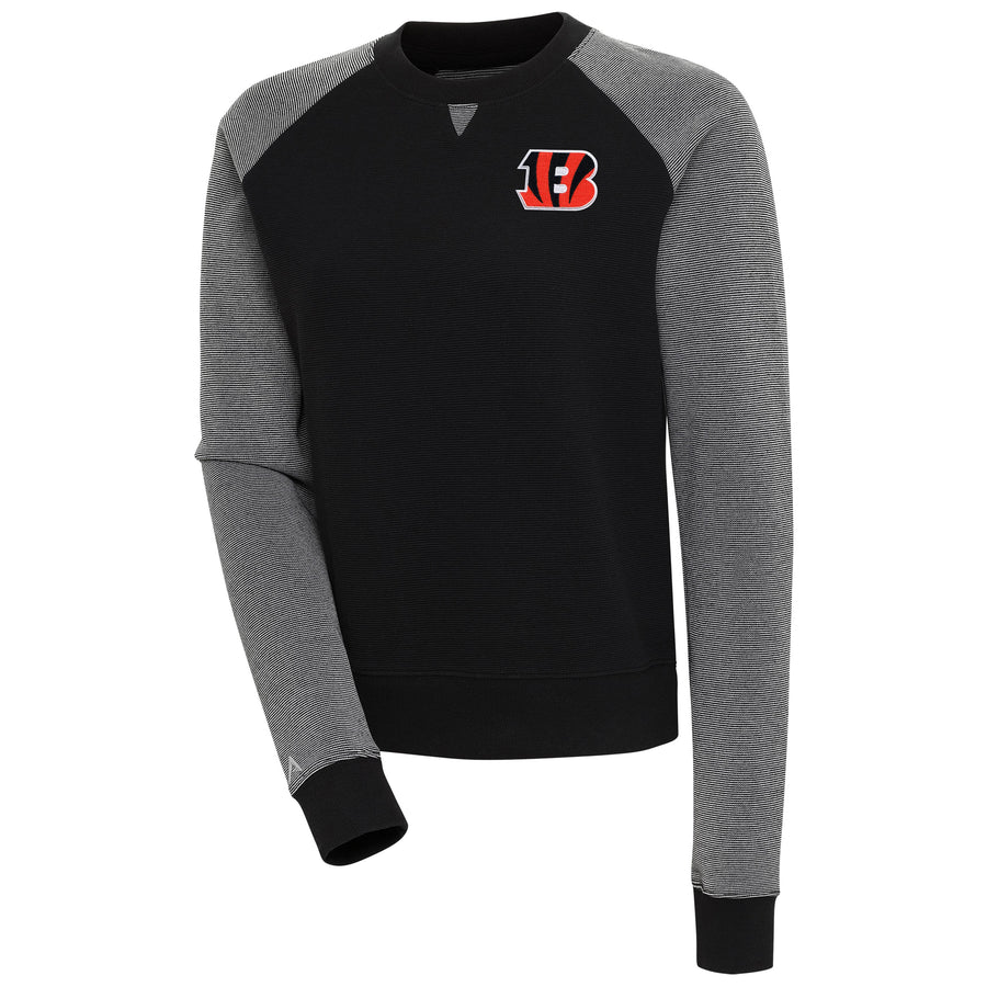 Women's Antigua Black Cincinnati Bengals Flier Bunker Tri-Blend Pullover Sweatshirt
