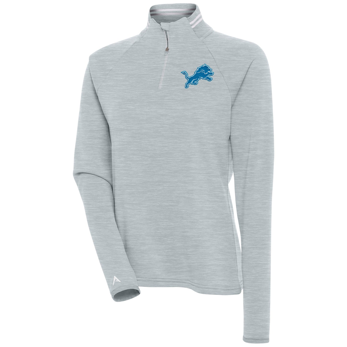 Women's Antigua Heather Gray Detroit Lions Milo Quarter-Zip Pullover Top