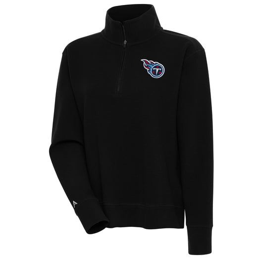 Women's Antigua Black Tennessee Titans Portal Quarter-Zip Pullover Top