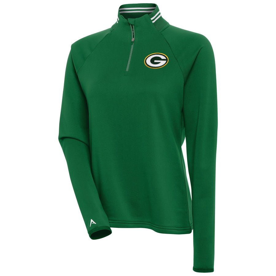 Women's Antigua Green Green Bay Packers Milo Quarter-Zip Pullover Top