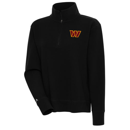 Women's Antigua Black Washington Commanders Portal Quarter-Zip Pullover Top