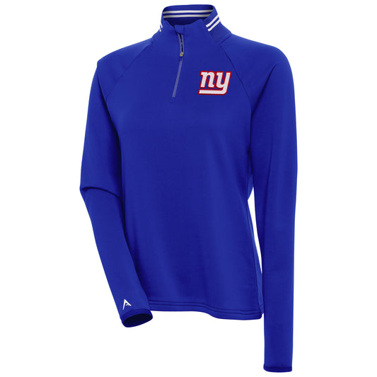 Women's Antigua Royal New York Giants Milo Quarter-Zip Pullover Top