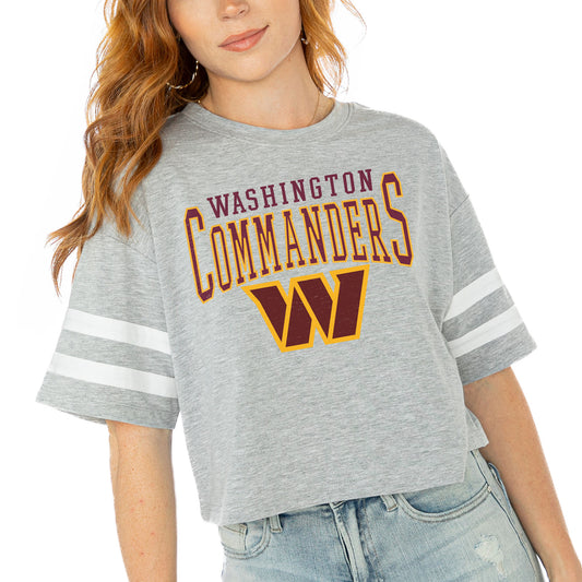 Women's Gameday Couture  Gray Washington Commanders Gridiron Glam Cropped T-Shirt