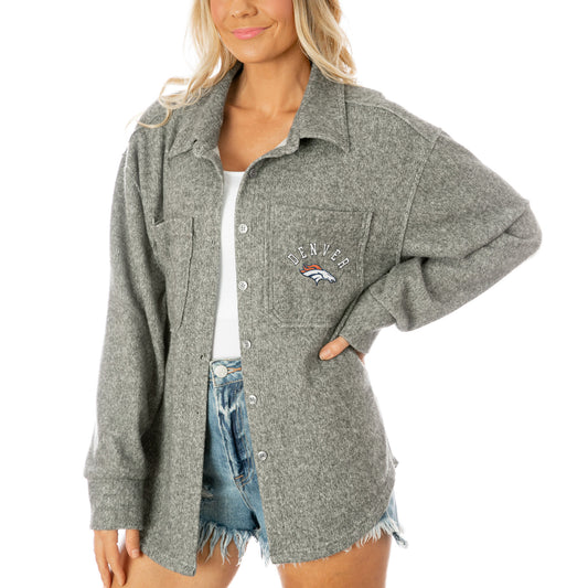 Women's Gameday Couture  Gray Denver Broncos Long Pass Button-Up Shacket