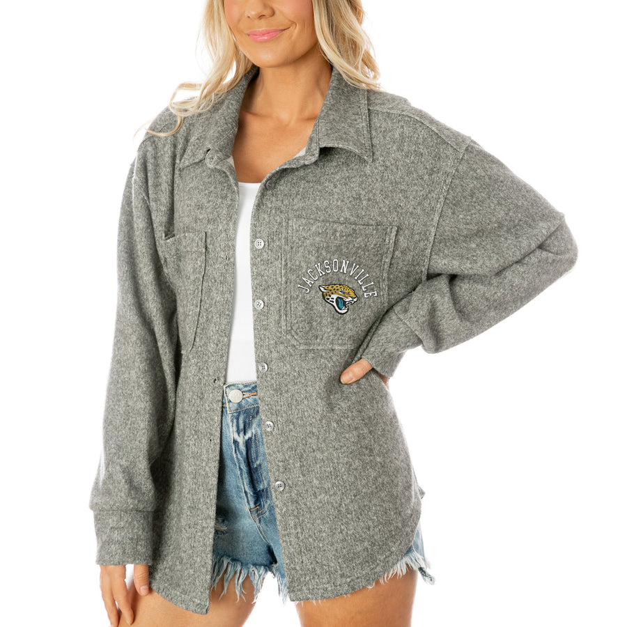 Women's Gameday Couture  Gray Jacksonville Jaguars Long Pass Button-Up Shacket