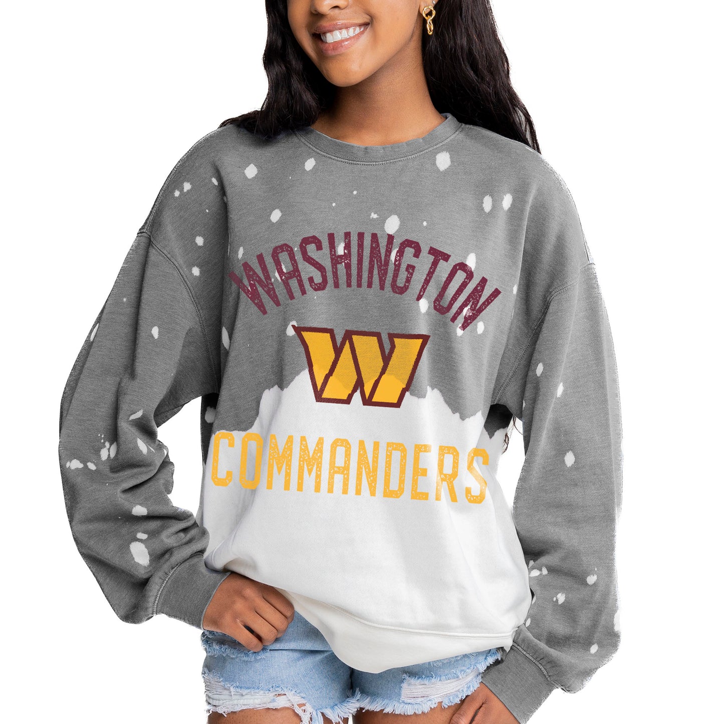 Women's Gameday Couture  Gray Washington Commanders Coin Toss Faded French Terry Pullover Sweatshirt