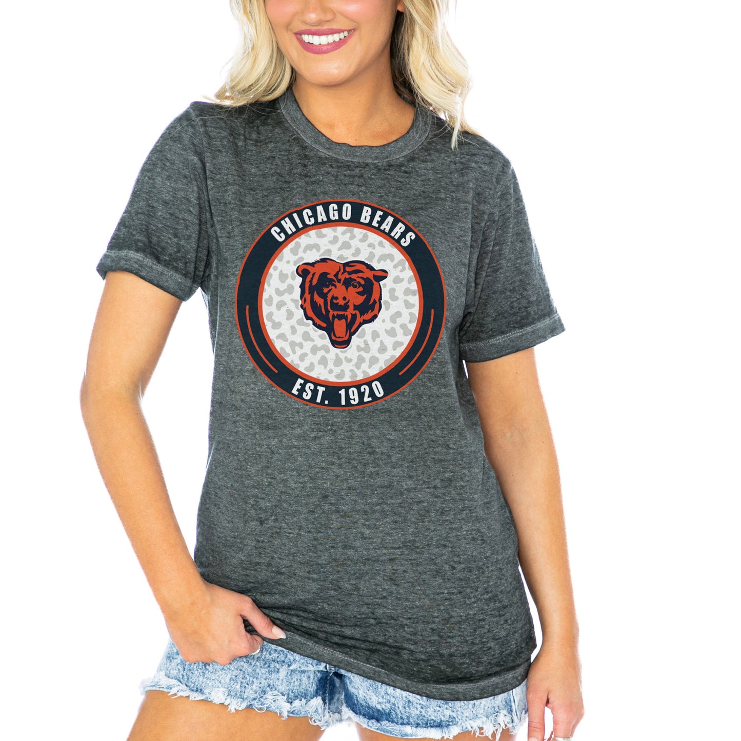 Women's Gameday Couture  Charcoal Chicago Bears First And Goal Burnout T-Shirt