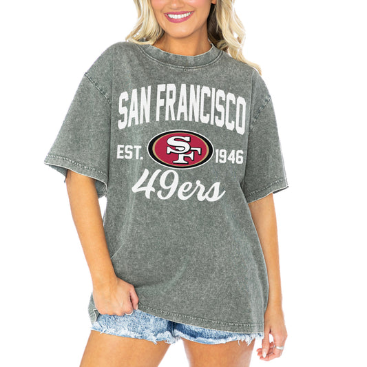 Women's Gameday Couture  Gray San Francisco 49ers Tackle Titan Boyfriend Washed T-Shirt