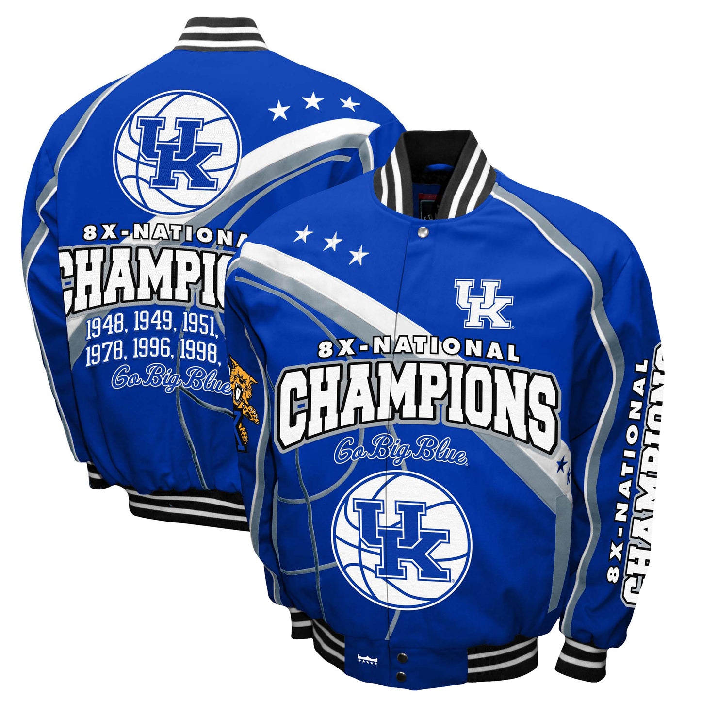 Men's Franchise Club Royal Kentucky Wildcats Commemorative Basketball 8-Time National Champions Full-Snap Jacket